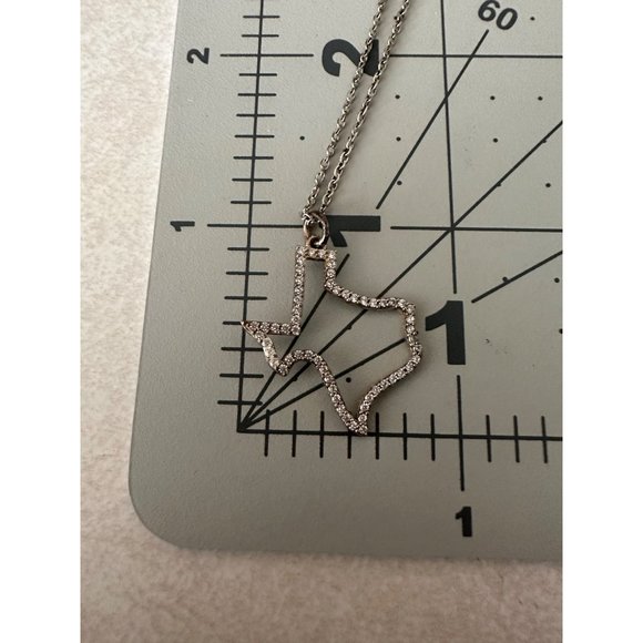 Stamped 925 sterling silver cubic zirconia CZ state of Texas outline necklace - Picture 7 of 8